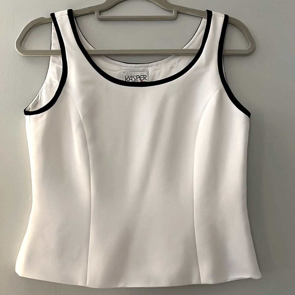 Vintage white and black lined tank top